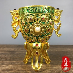 珍藏纯铜鎏金瓯永固杯金清代宫廷御用酒杯酒具家居客厅装饰品摆件