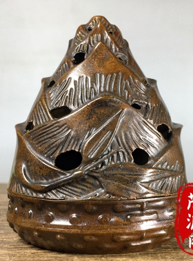 古玩铜器纯铜竹笋熏香炉节节高升塔香炉室内茶道檀香沉香炉摆件