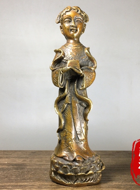 纯铜实心金童玉女神仙摆件招财童子财源广进家居供奉装饰风水摆件