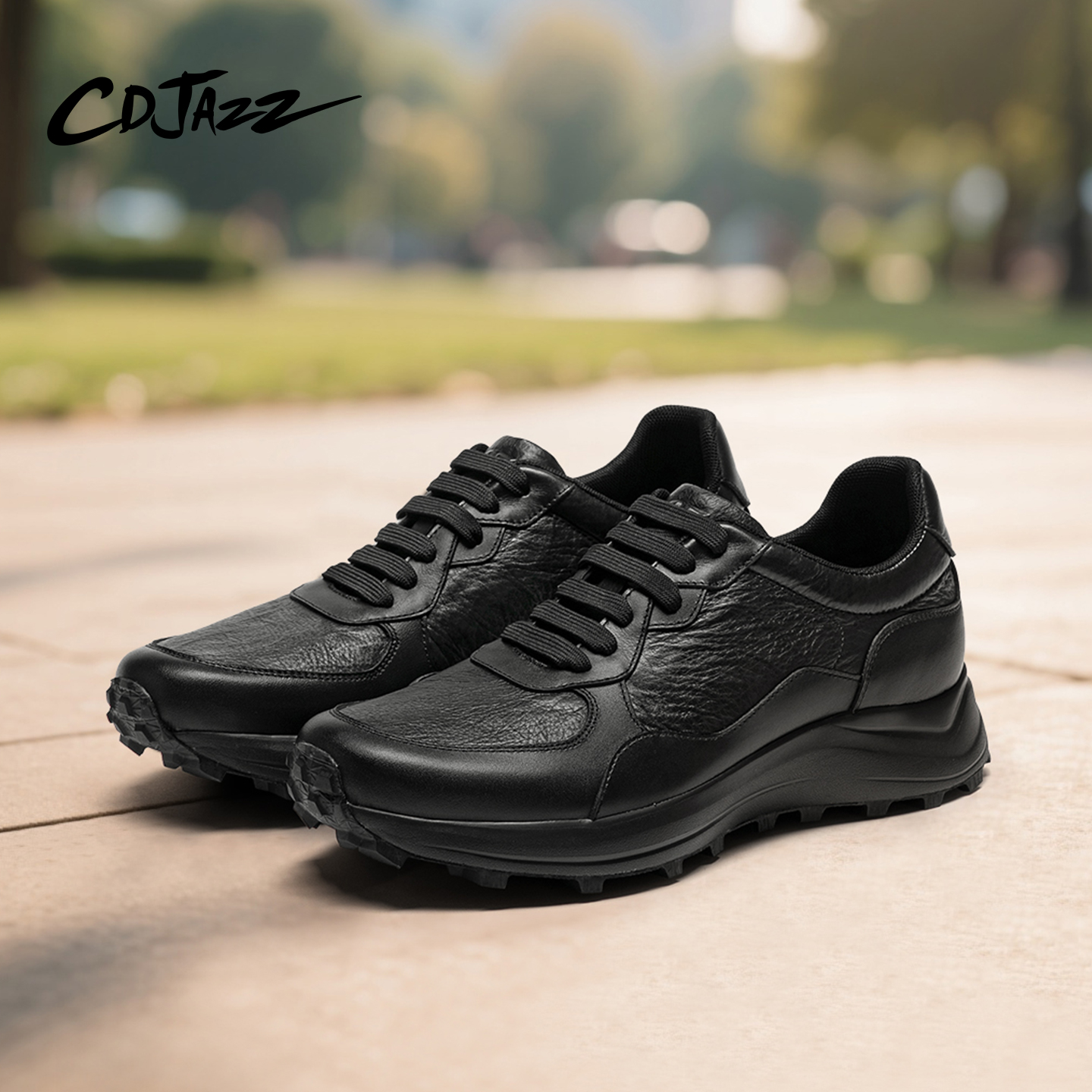 【防刺穿系列】CDJAZZ卡地爵士黑色休闲鞋厚底男鞋缓震运动鞋秋冬