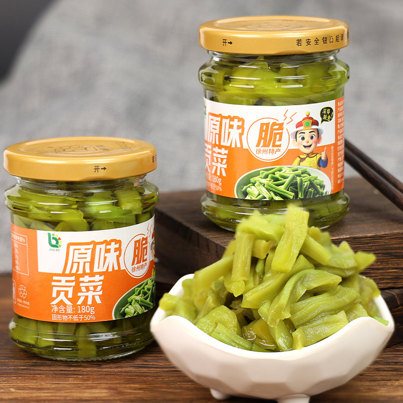 晶贝单瓶贡菜180g瓶苔干酱菜下饭菜徐州晶贝食品邳州特产厂家直销