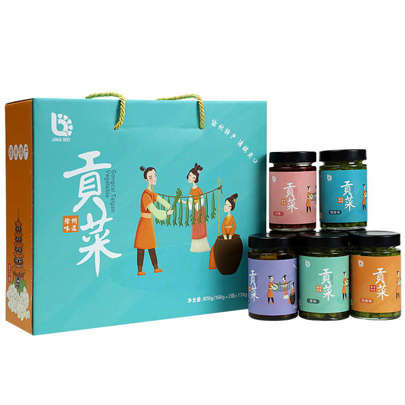 徐州特产贡菜邳州晶贝苔干即食下饭菜香辣酱菜送礼年货礼盒装