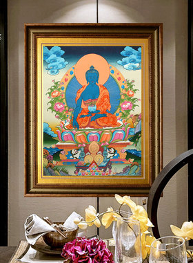 药师佛手绘颜料人物装饰画挂画