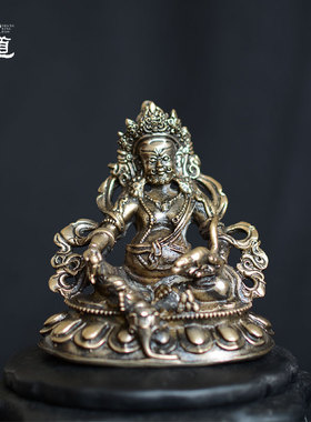尼泊尔精工黄财神纯铜随身小佛像