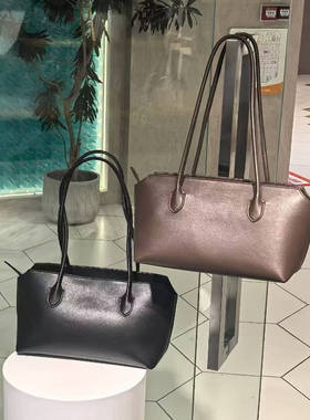 纯色Row系犊牛马鞍皮terrasse长手柄托特包头层牛皮单肩手提包女