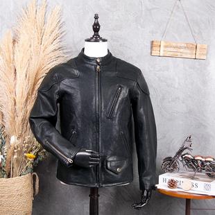 进口植鞣绵羊皮毒-液机车夹克1.2mm无涂皮衣男短款纯皮外套立领单