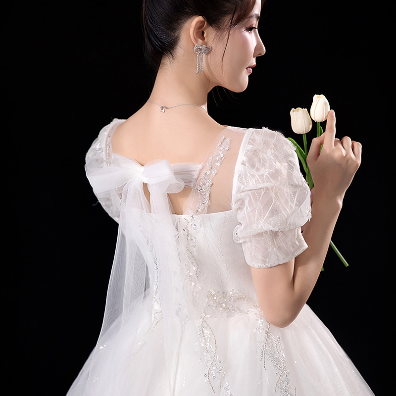 French wedding dress 2024 new bride's main wedding dress heavy work sewing luxury trailer wind fantasy and thinness 105 French wedding dress 2024 new bride's main wedding dress heavy work sewing luxury trailer wind fantasy and thinness 105