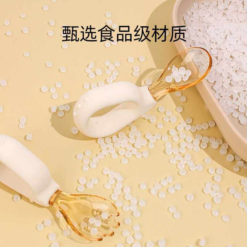 短柄宝宝一岁以上学吃饭勺子硅胶