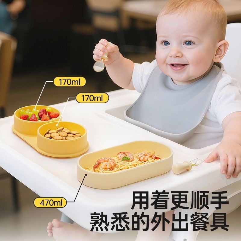 宝宝外出餐具儿童分格餐盘便当盒图片