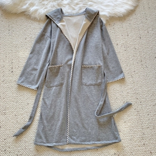 可外穿睡袍女春秋冬季 羊毛蚕丝连帽加厚轻奢慵懒风睡袍家居服 新款