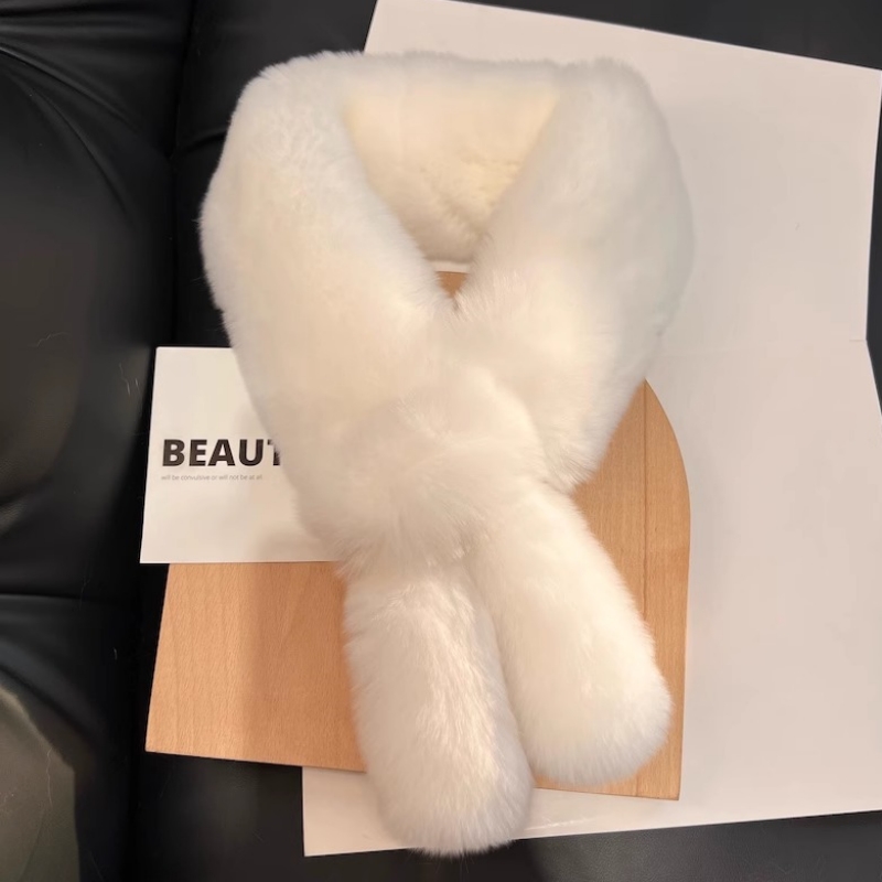 真獭兔毛围脖韩国可爱兔耳朵兔毛加厚冬季保暖女生毛领子皮草围巾
