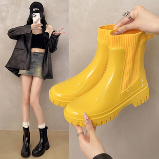 高跟瘦瘦靴方头中筒骑士靴女鞋2025新款春秋堆堆靴长筒长靴子