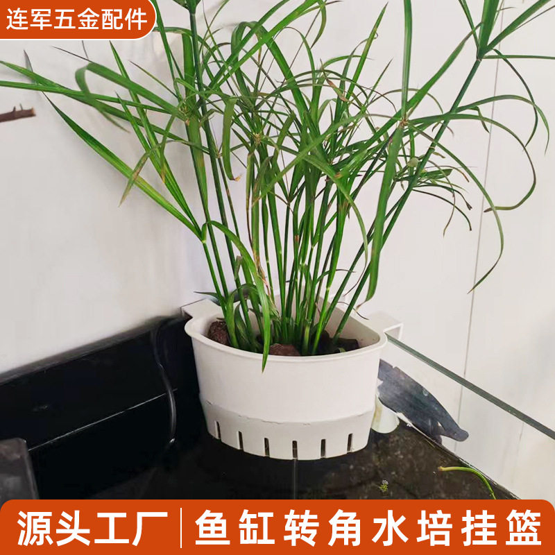 鱼缸转角水培挂篮家用水草种植杯壁挂式水植物定植蓝鱼缸造景装饰