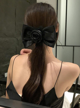 纯欲黑系鸵鸟毛~蝴蝶结花朵b备侧边刘海夹碎发夹简约时尚夹子发饰