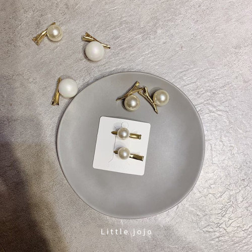 超Q又美美的珍珠发夹 网红韩国一字夹日系胸针鸭嘴夹边夹发卡发饰