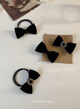 大气黑色bi备～酒红色蝴蝶结发夹刘海夹发圈韩国发饰头饰头绳发绳