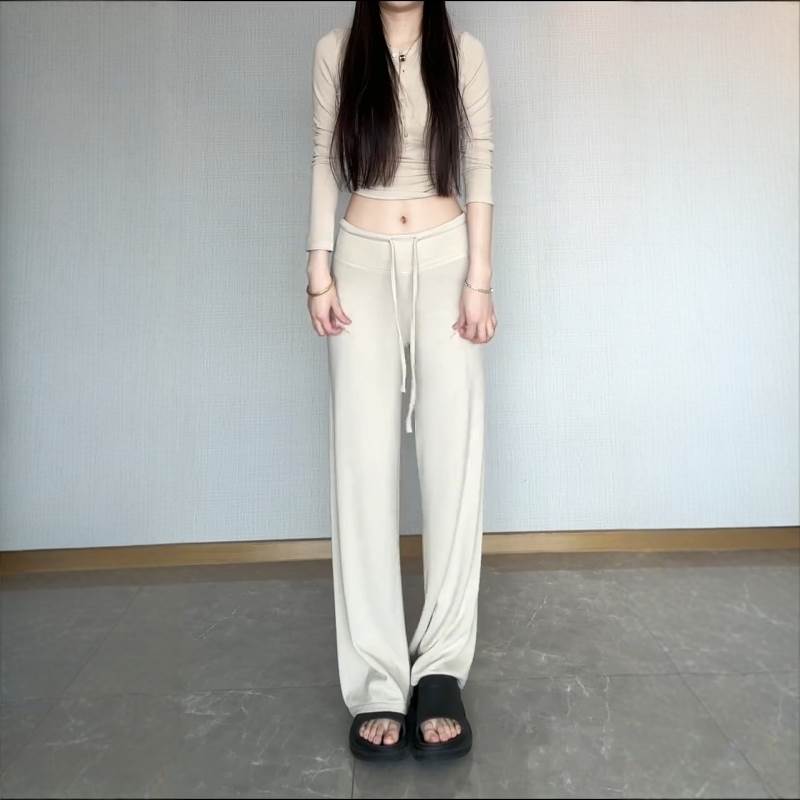 微喇运动裤女夏季薄款2025新款高腰显瘦宽松阔腿裤卫裤加长喇叭裤