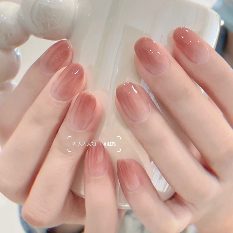 【coolgirl】甜心蜜桃~冰透美甲温柔果冻感渐变美甲小清新手工穿