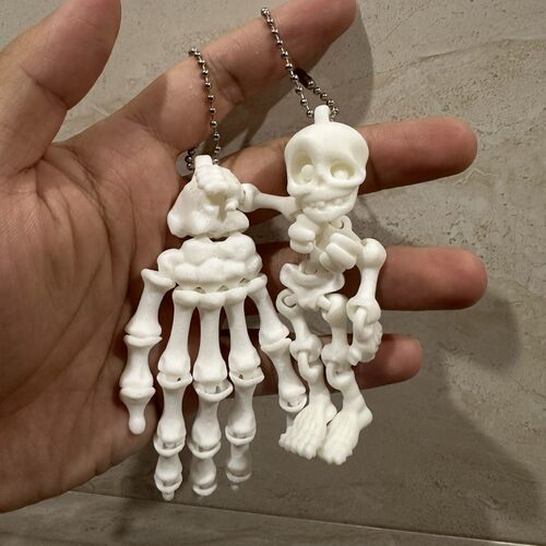 3D打印全关节可动一体成型骷髅手掌万圣节装饰书包挂件钥匙挂