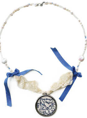 Unlogical Poem 小众设计手作蕾丝猫咪手掌AB面项链