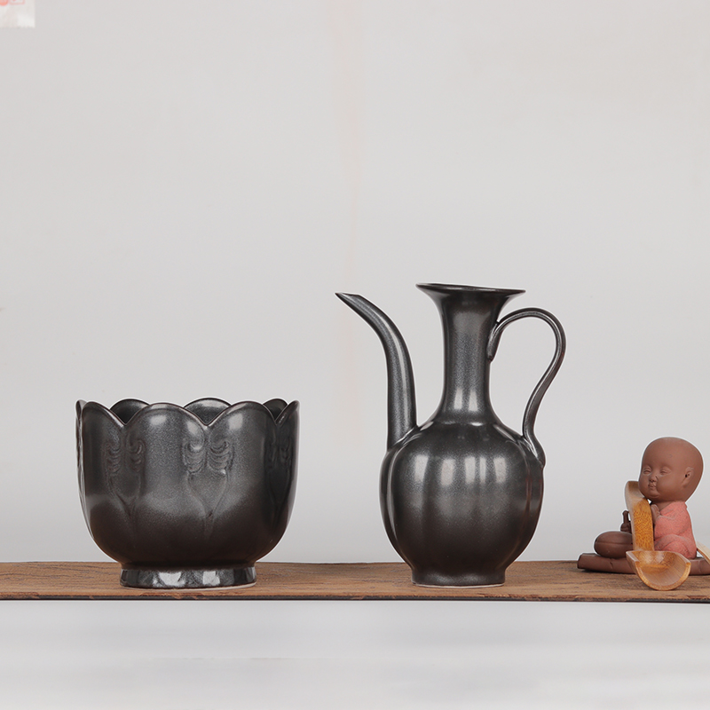 溯瓷堂复古风乌金釉仿宋点茶茶壶