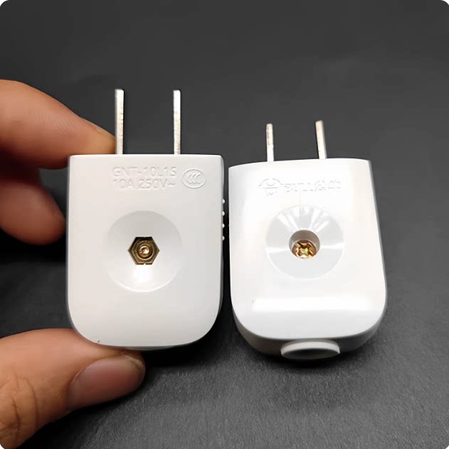 公牛10A插头电线二头两脚接线两孔两角项电源2脚极GNT-10L1S
