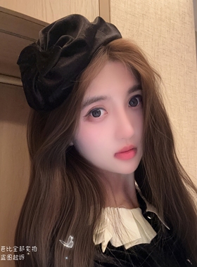 原创秋冬法式黑色丝绒小帽子发箍遮白发半帽头箍礼服旗袍头饰品女