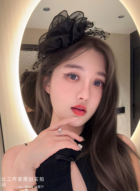 甜心春夏款原创网纱山茶花朵发夹复古网纱礼帽女头饰面纱旗袍礼服