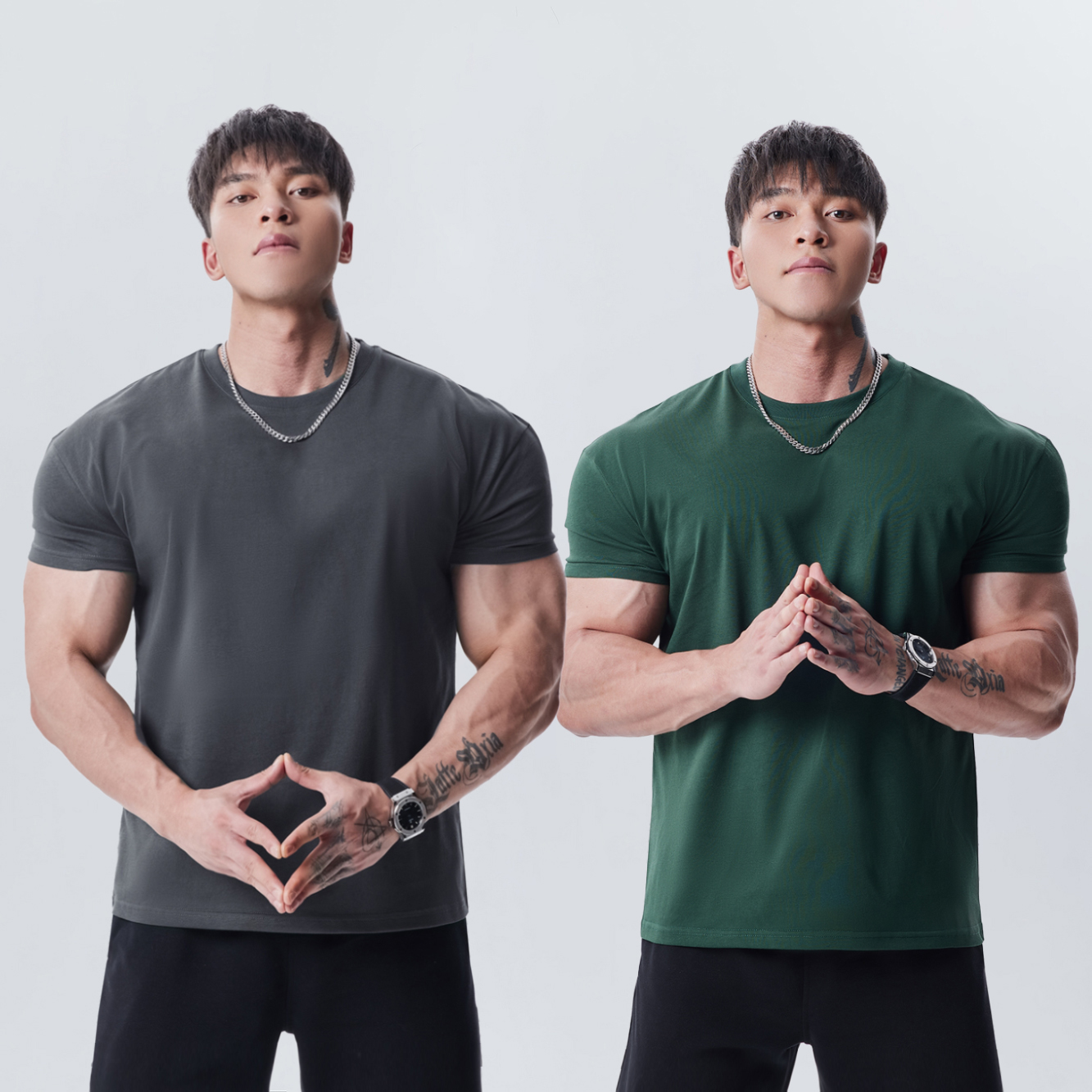 短袖男半紧身袖口缩短收紧T恤