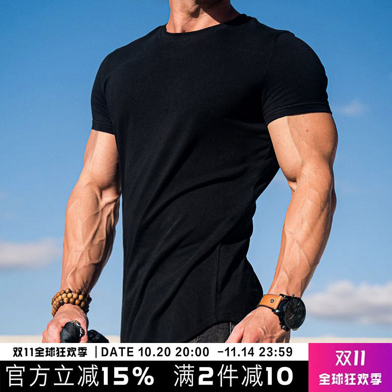 msct潮牌纯色健身短袖男宽松