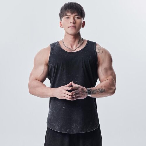 gymdog无袖男宽松水洗T恤