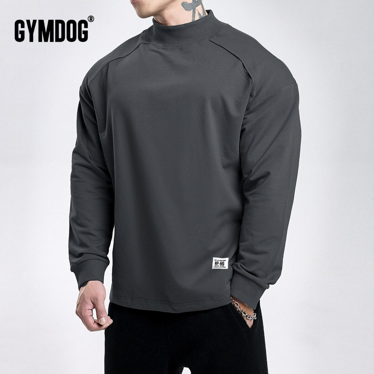 男运动卫衣GYMDOG健身高领