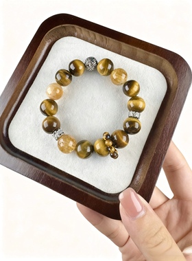 原创金霸主天然黄塔晶金虎眼石DIY设计手链手串男女情侣款水晶