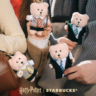 星巴克哈利波特联名熊店长毛绒挂件可爱粉帽小熊随身包迷你钥匙扣