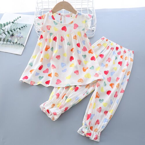 女童绵绸家居服套装夏季凉爽睡衣