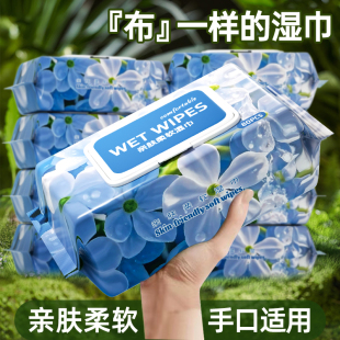 蓝漂湿巾80抽大包家用实惠装 擦手擦脸手口可用亲肤加大加厚湿纸巾