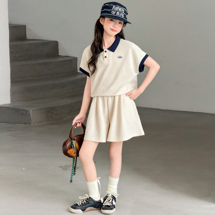 夏季童装女童套装薄款POLO短袖短裤两件套2026新款休闲夏装潮时尚