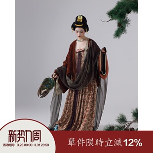 唐原创汉服冬款 画壁 复原风红色绿色法门寺齐胸褶裙 上遥居