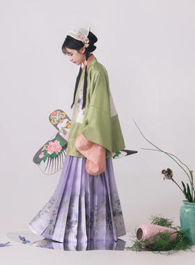 【上遥居】横林·春 明原创汉服女春款明制绿色方领补服紫色马面