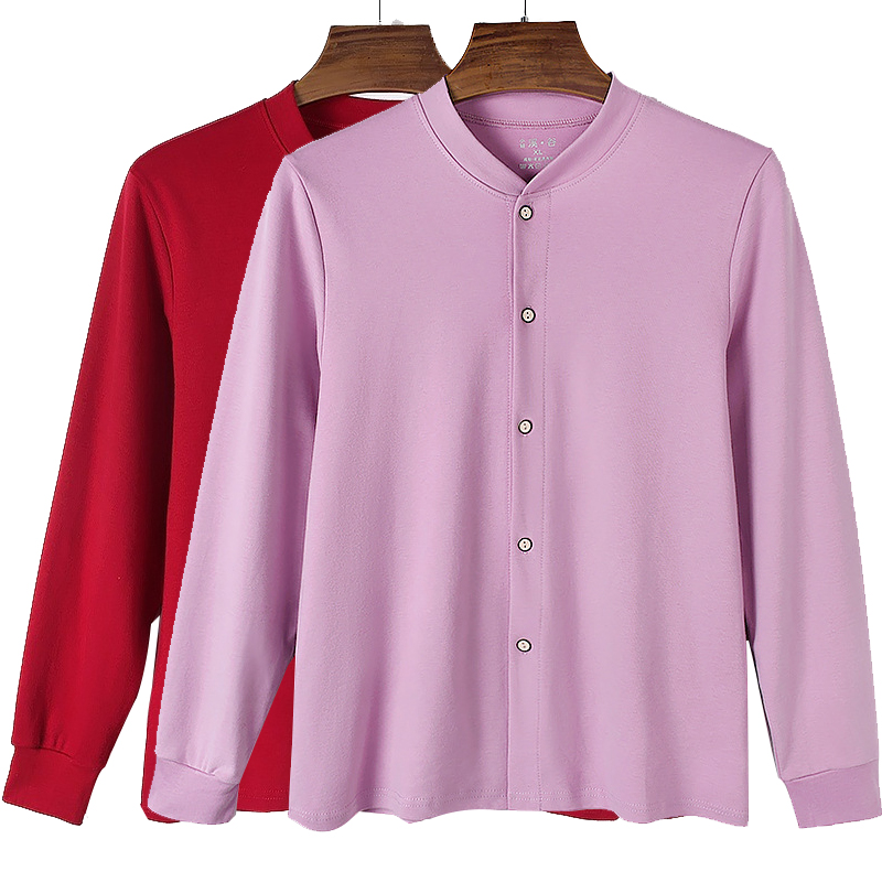 中老年人纯棉开衫秋衣女