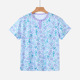 短袖 薄款 奶奶家居服睡衣 女士中老年人夏季 妈妈汗布印花半开襟短袖