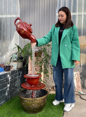 悬空庭院玻璃钢悬空流水天壶