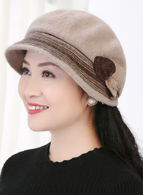 羊毛呢女冬天帽子保暖贝雷帽盆帽