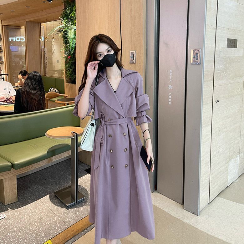 大码显瘦百搭中长款风衣外套女