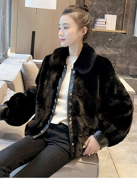 韩版仿貂绒外套短款外套百搭矮个子女装上衣高档洋气加厚妈妈装潮
