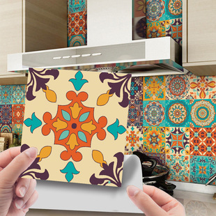 曼陀罗彩色花纹仿瓷砖贴花砖楼梯腰线橱柜浴室墙面美化装饰墙贴纸