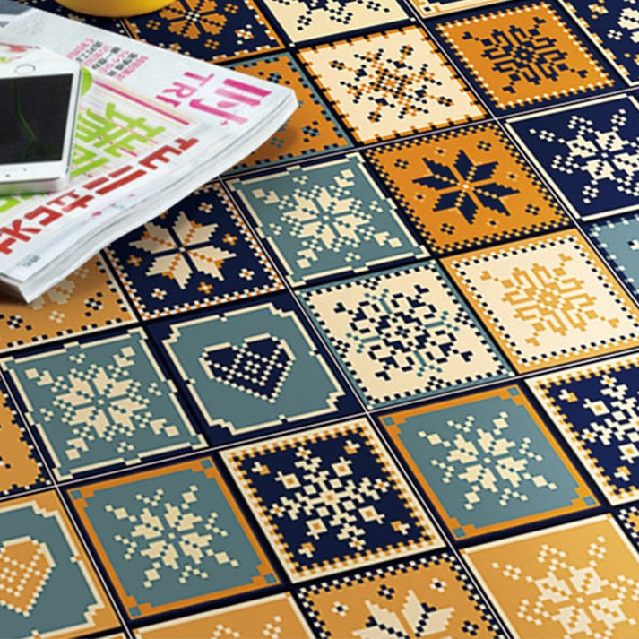 橙蓝色楼梯墙面仿瓷砖贴自由拼接客厅卧室家居装饰画墙贴纸防油水图片