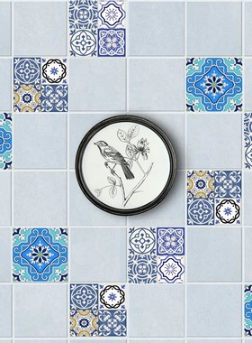 蓝紫色楼梯墙面仿瓷砖贴自由拼接客厅卧室家居装饰画墙贴纸防油水