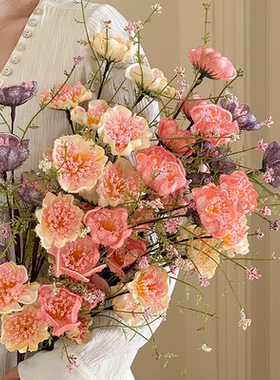 粉蝶花仿真花客厅插花装饰摆件逼真假花摆设高级感轻奢餐桌花艺
