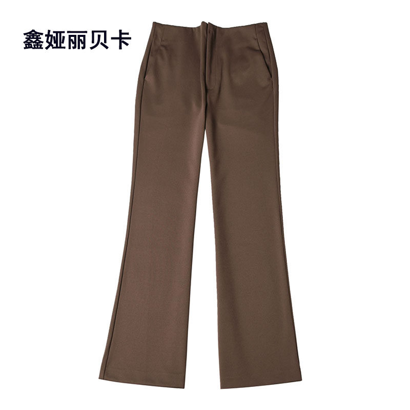 高腰通勤鑫娅丽贝卡微喇长裤